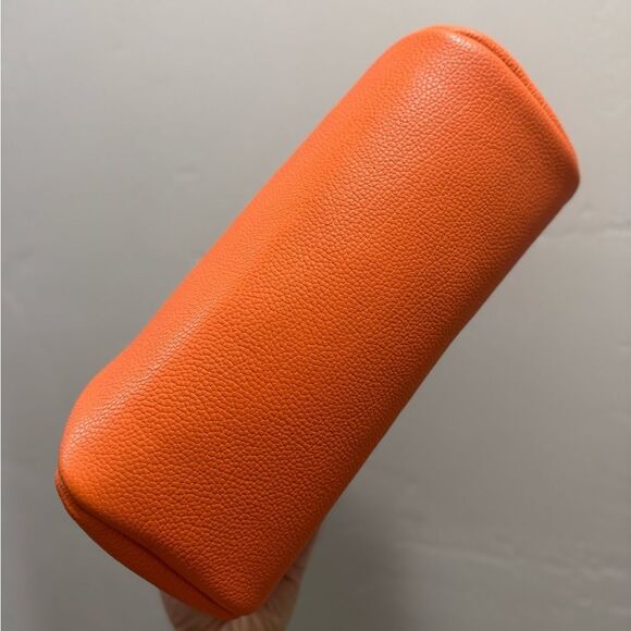 Orange Premium Pebble Cowhide Handmade Large Kiss Lock Handbag/ Multi Use Style - Picture 16 of 16